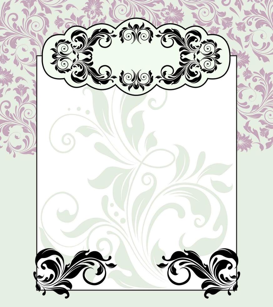 Vintage invitation card with ornate elegant abstract floral design vector