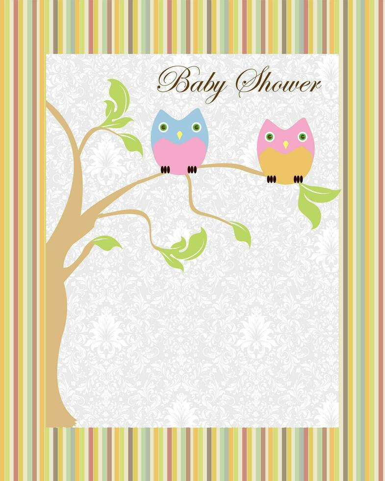 Clásico bebé ducha invitación tarjeta con florido elegante retro resumen floral árbol diseño vector