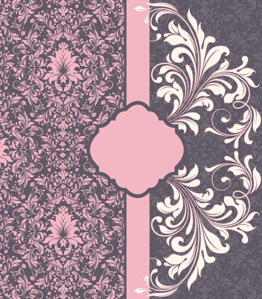 Vintage invitation card with ornate elegant abstract floral design vector