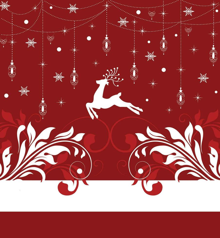 Clásico Navidad tarjeta con florido elegante resumen floral diseño vector
