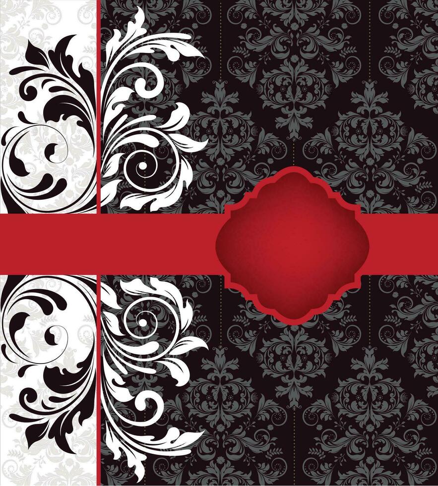 Vintage invitation card with ornate elegant abstract floral design vector