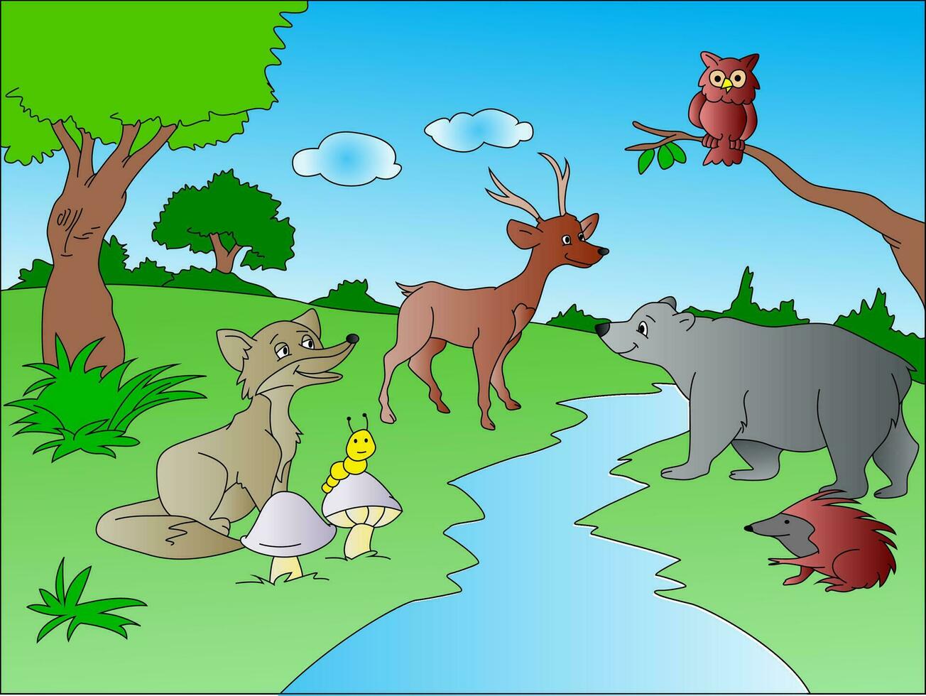 Vector of animals at jungle.