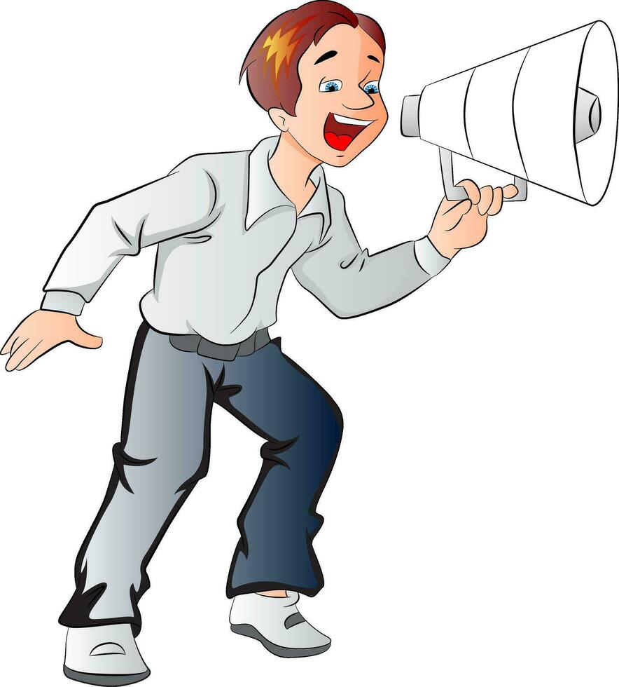 Boy Using a Megaphone, illustration vector