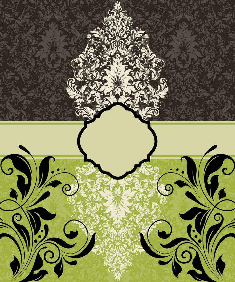 Vintage invitation cards with ornate elegant abstract floral design vector
