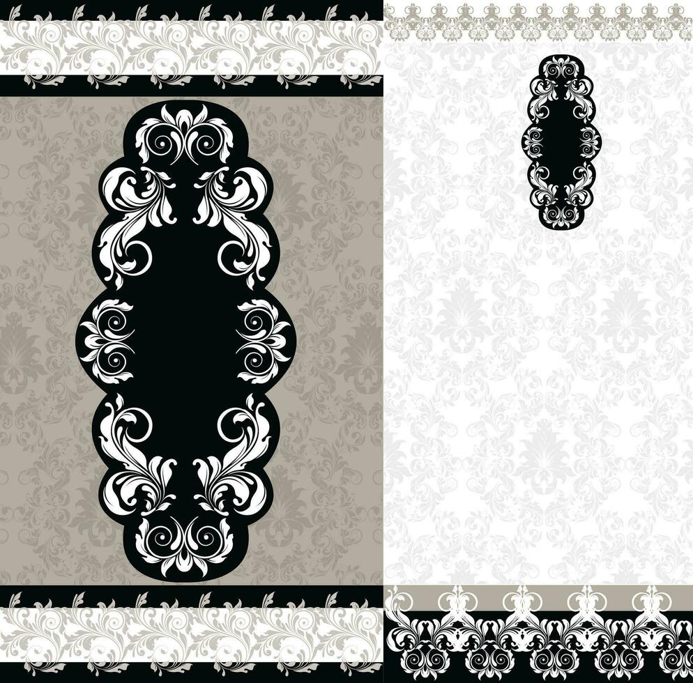 Vintage invitation card with ornate elegant abstract floral design vector