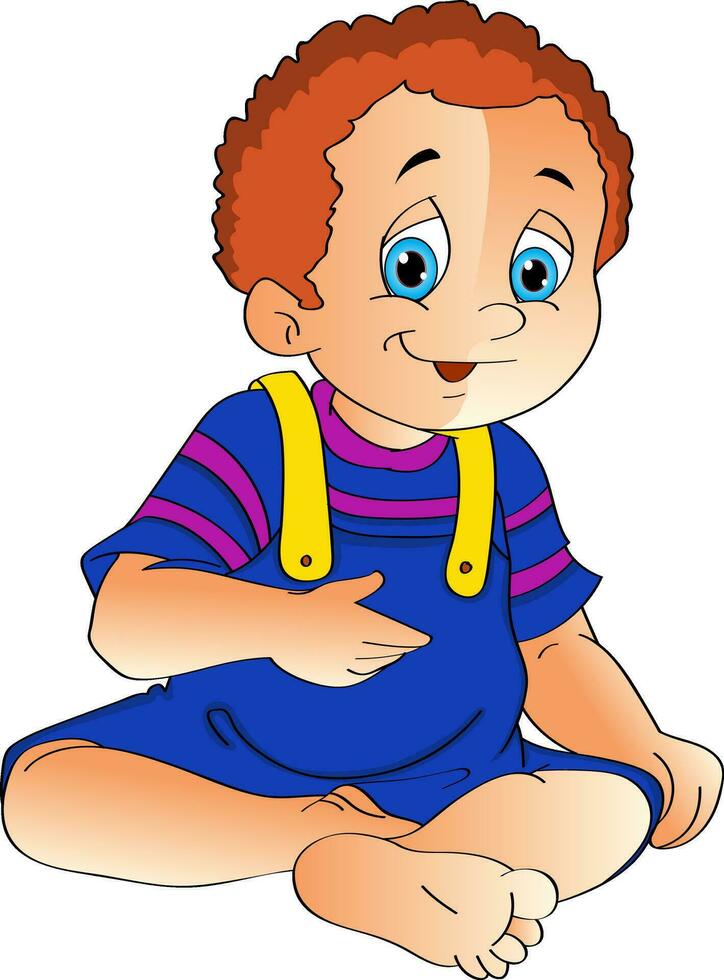 bebé chico sentado en el piso, ilustración vector