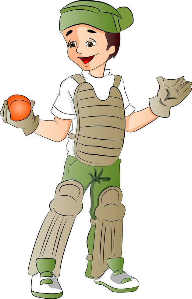 Vector of baseball keeper with ball.