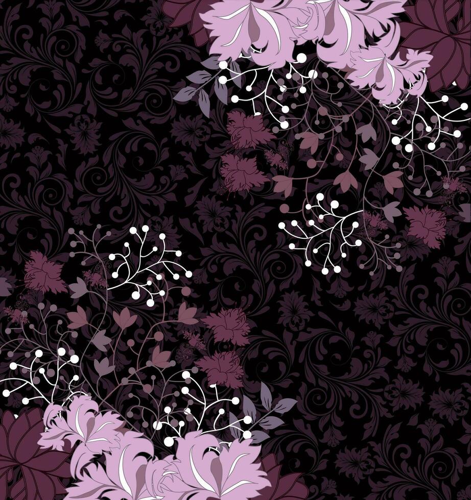 Vintage invitation card with ornate elegant retro abstract floral design vector