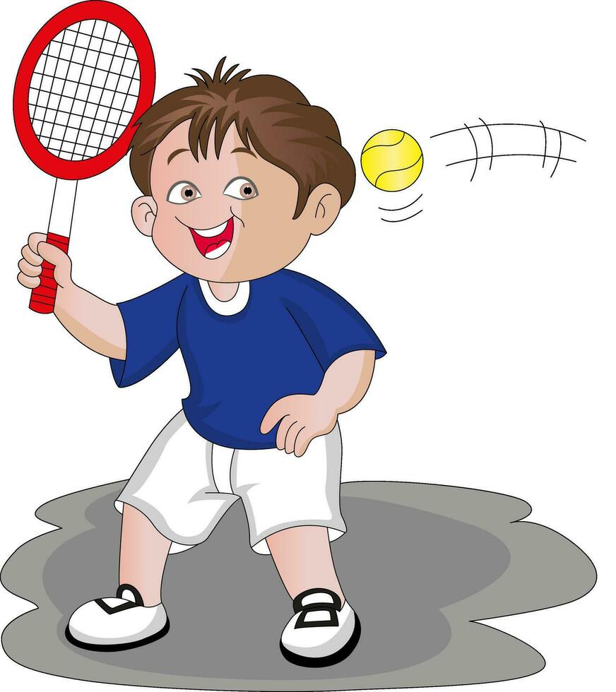 Vector of boy playing tennis.