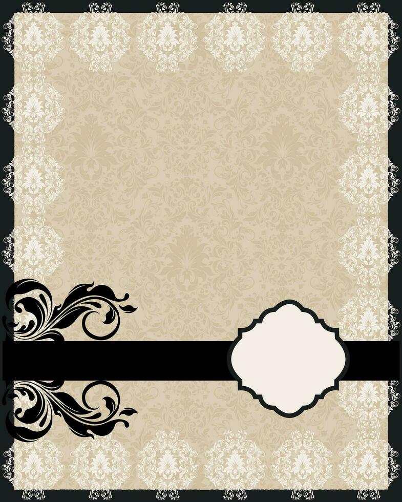 tarjeta de invitación vintage con diseño floral abstracto elegante adornado vector