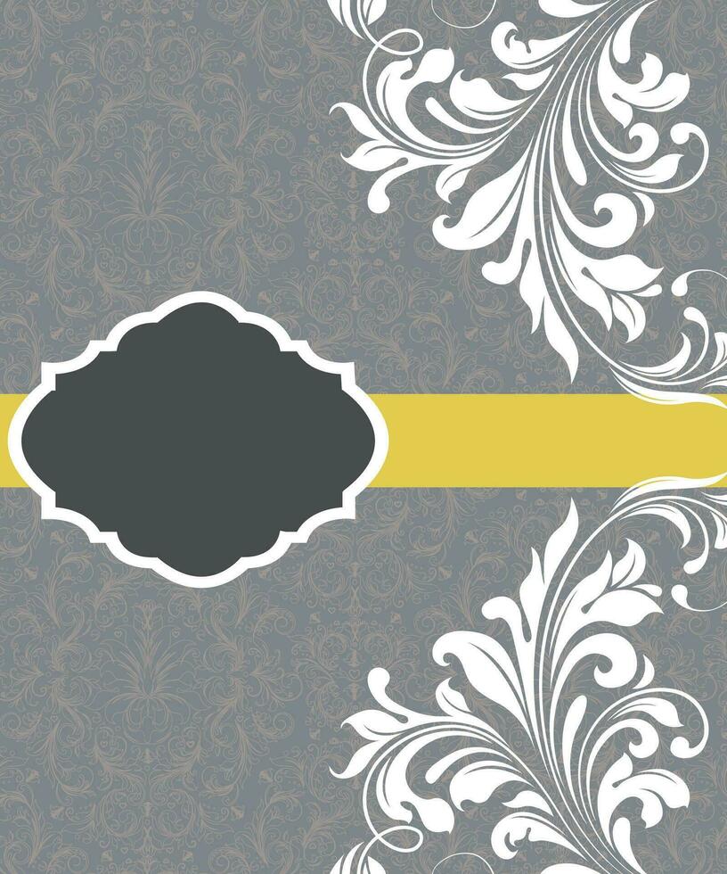 Vintage invitation card with ornate elegant abstract floral design vector
