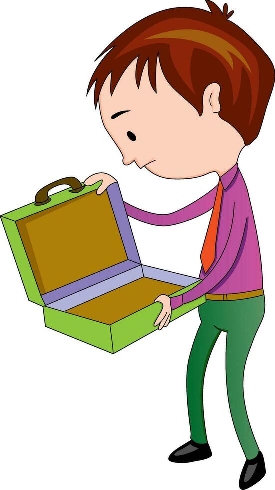 Man Opening an Empty briefcase, illustration vector