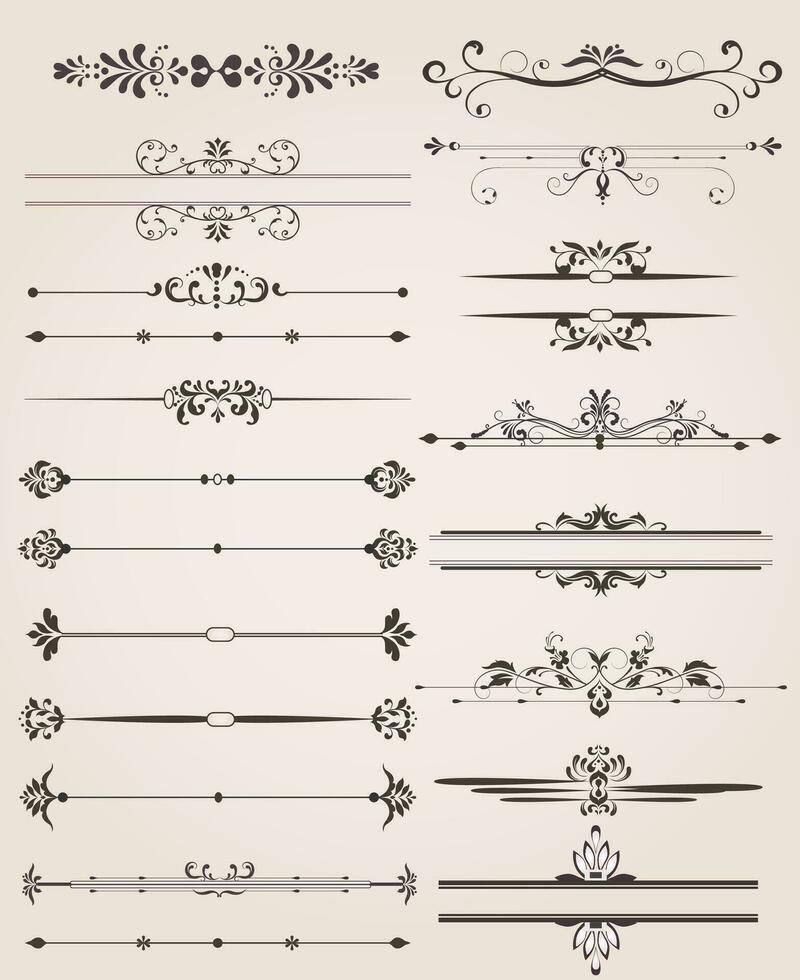 Vintage labels border and background elements with ornate elegant retro abstract floral design vector