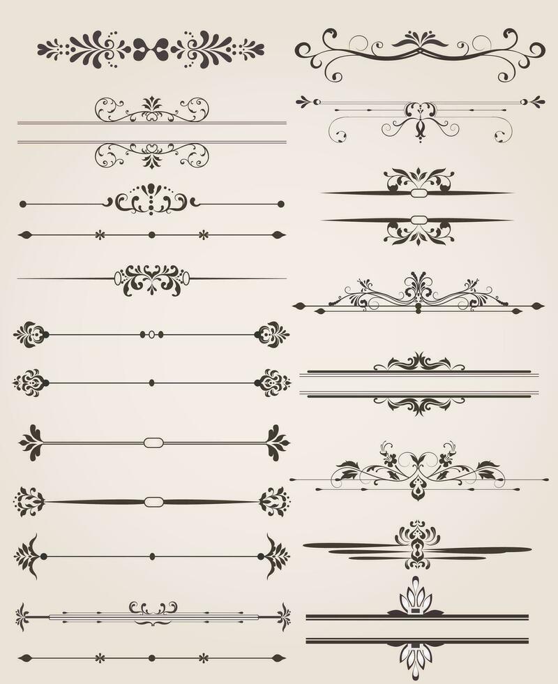 Clásico etiquetas frontera y antecedentes elementos con florido elegante retro resumen floral diseño vector