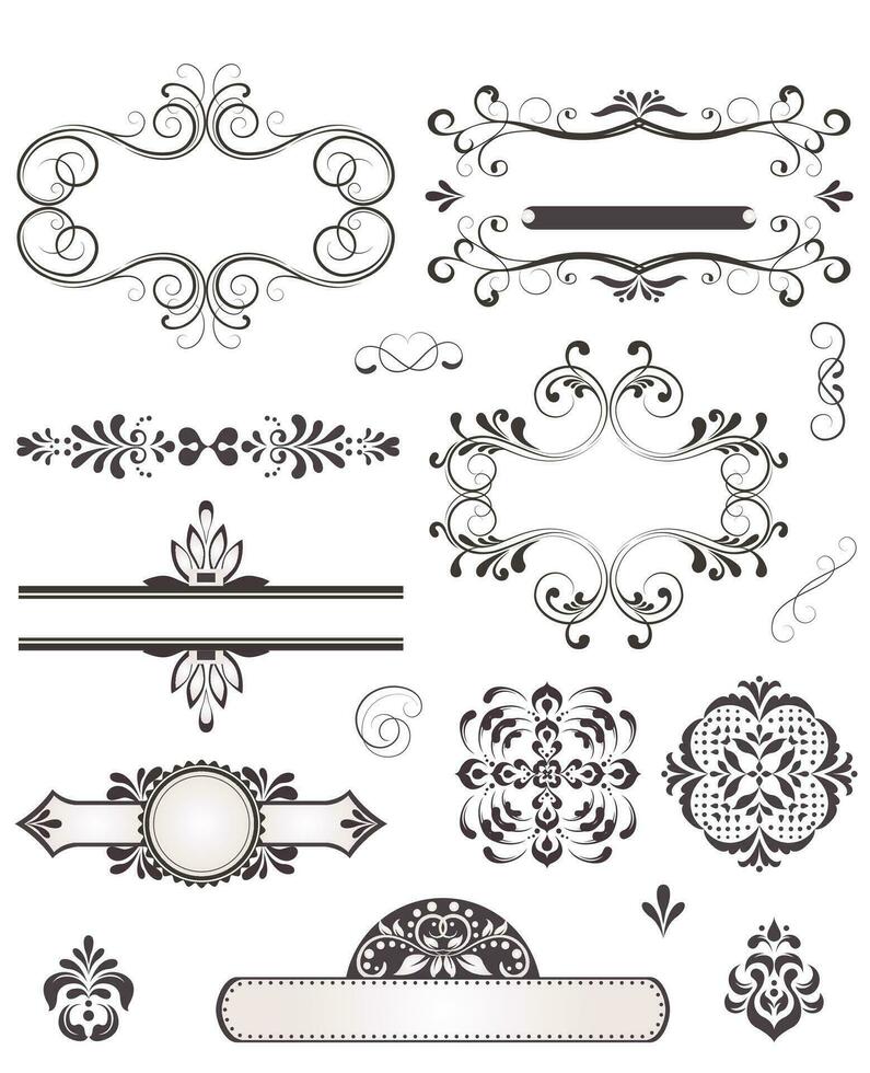 Vintage labels with ornate elegant retro abstract floral design vector