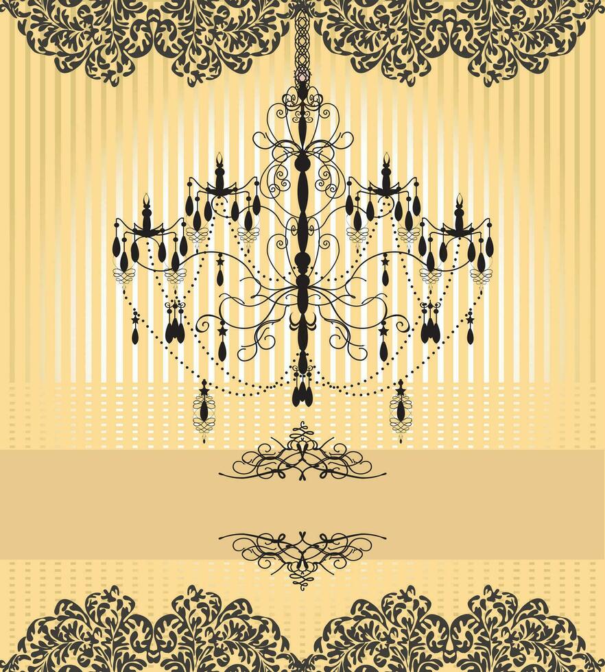 Vintage invitation card with ornate elegant retro abstract floral design vector