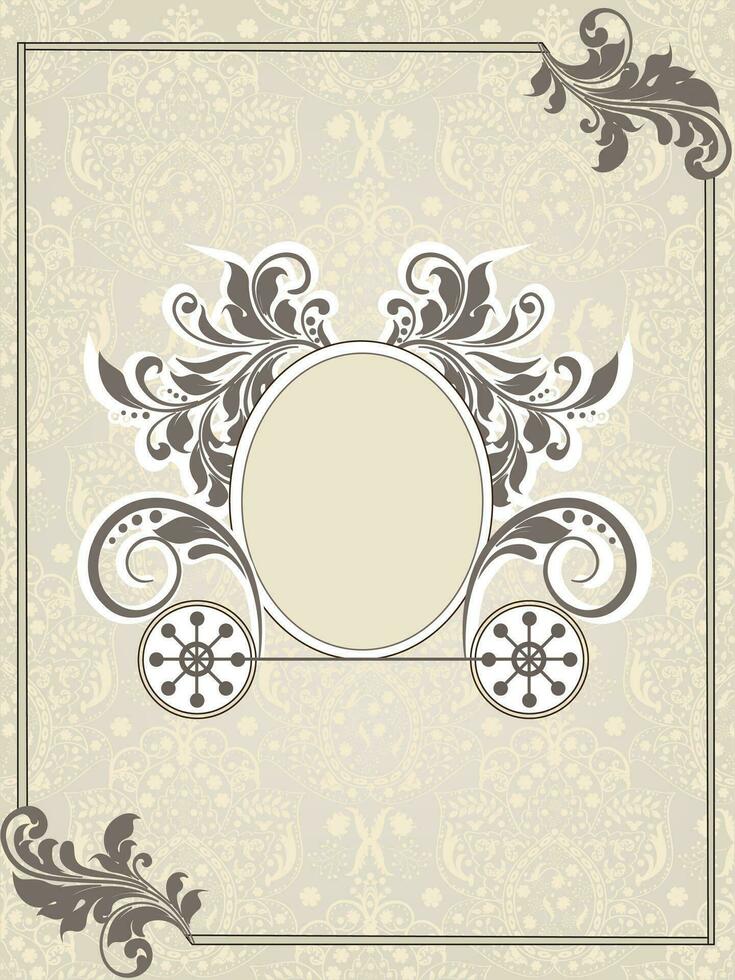 Vintage invitation card with ornate elegant abstract floral design vector