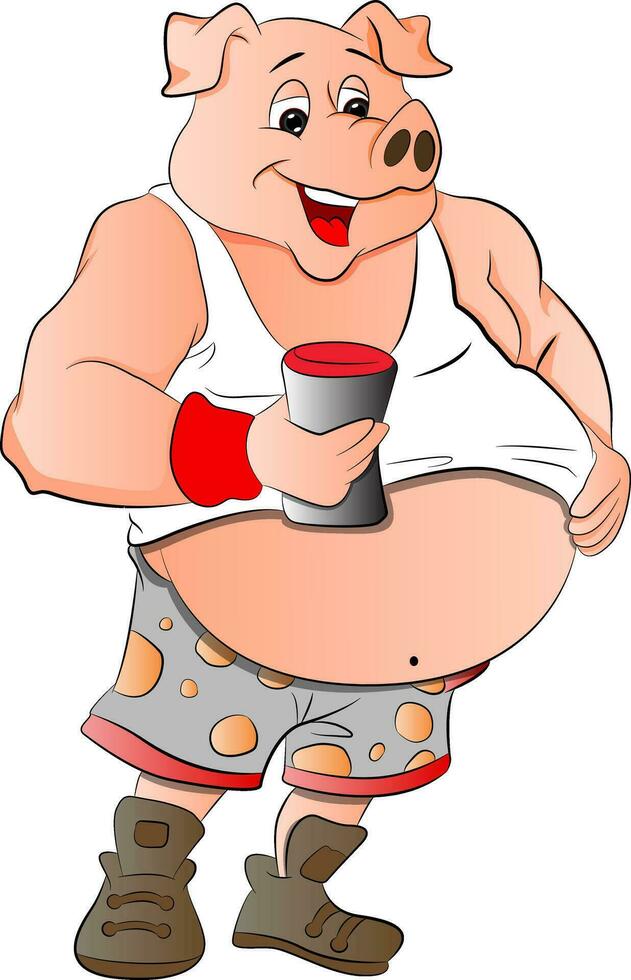 Overweight Half-man Half-Pig, illustration vector