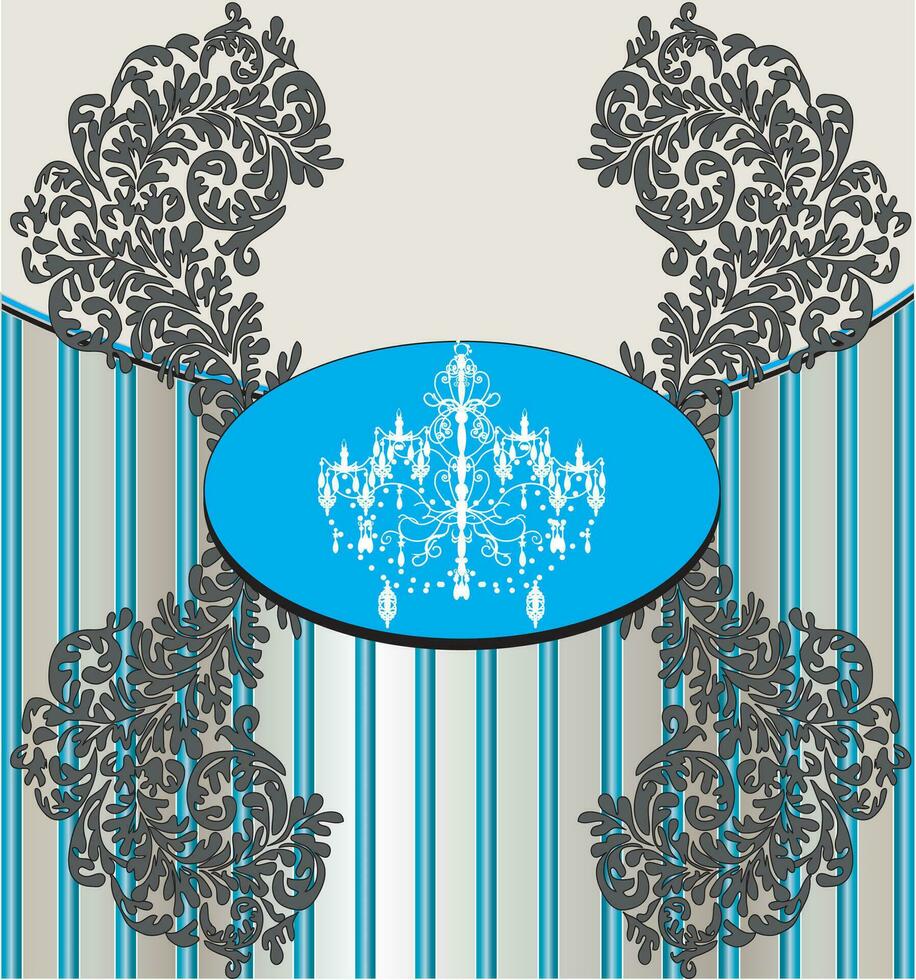 Vintage invitation card with ornate elegant retro abstract floral design vector