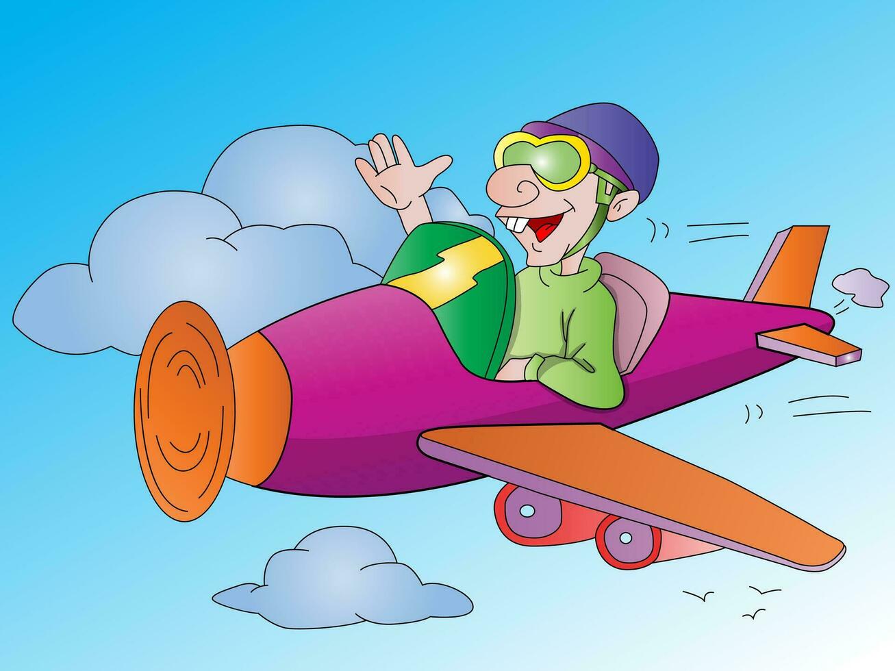 Man Flying an Airplane, illustration vector