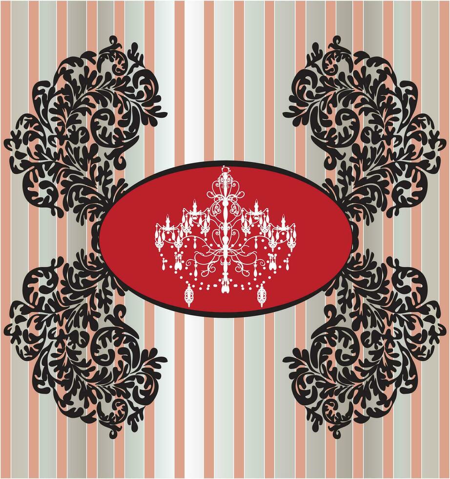 Vintage invitation card with ornate elegant retro abstract floral design vector