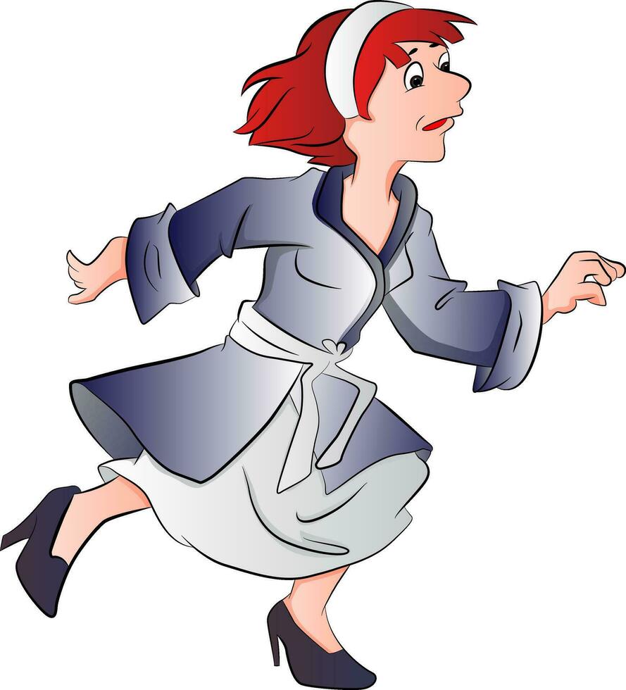 Woman Wearing a Robe Running, illustration vector