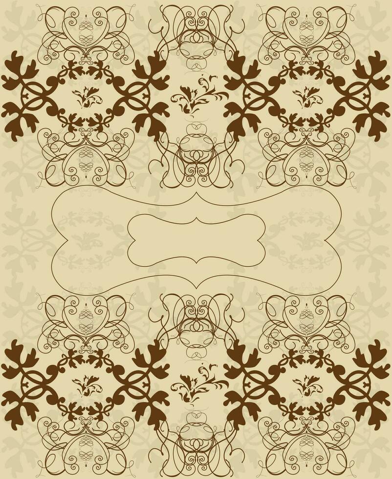 Vintage invitation card with ornate elegant retro abstract floral design vector