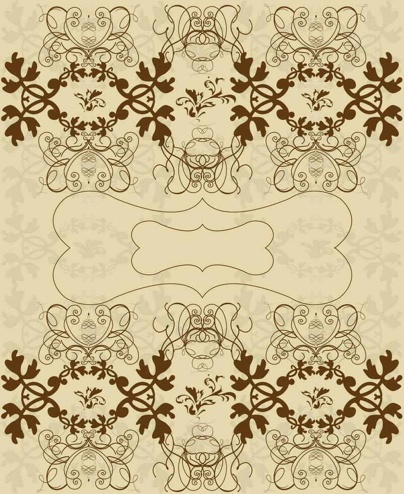 tarjeta de invitación vintage con diseño floral abstracto retro elegante adornado vector