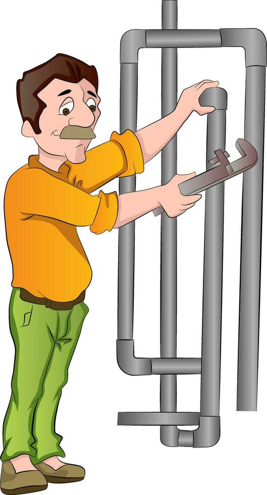 Plumber Fixing Pipes, illustration vector