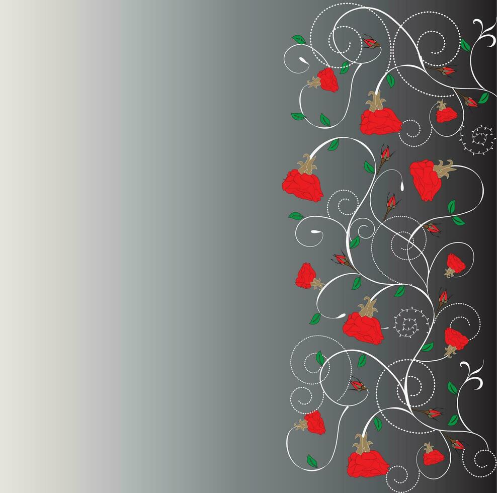 Grunge backdrop with a red flowers vector