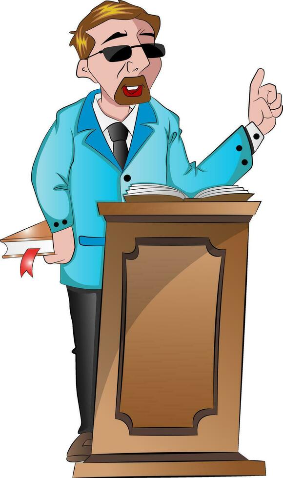 Man Speaking Behind a Podium, illustration vector