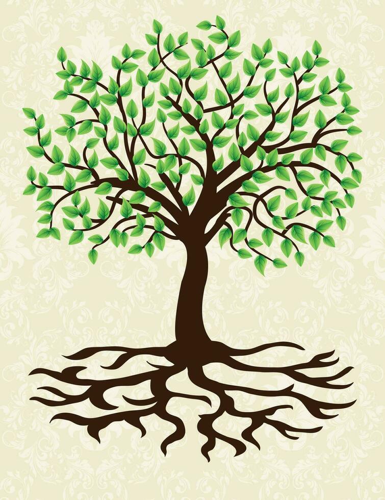 Vintage invitation card with ornate elegant retro abstract floral tree design vector