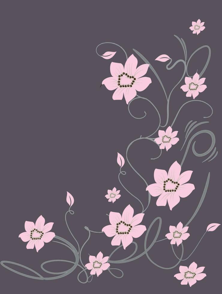 Grunge background with pink flowers vector