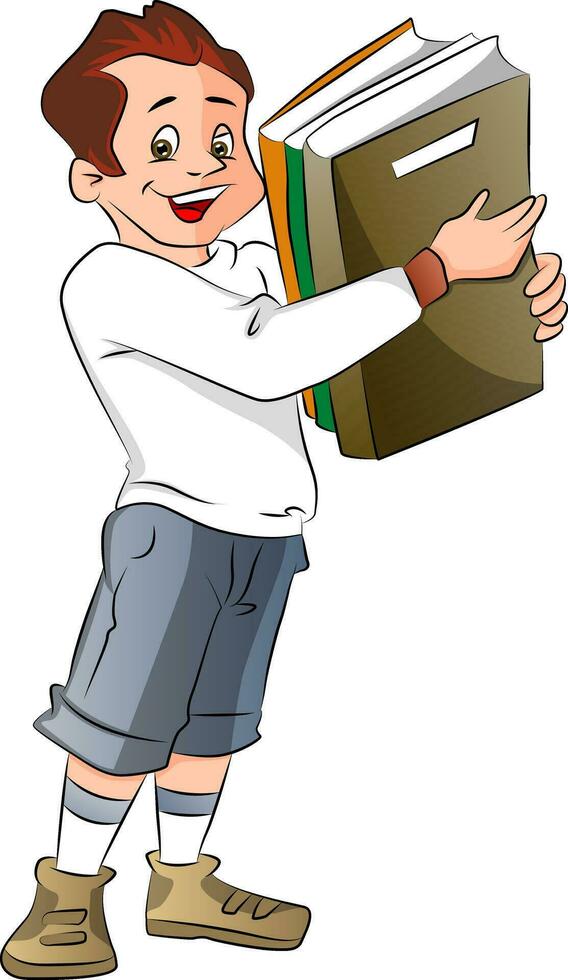 Man Holding Record Books, illustration vector