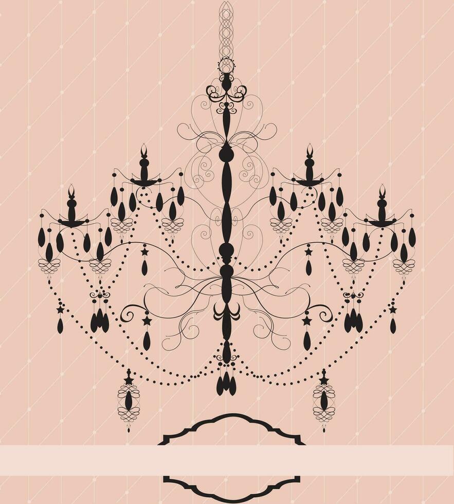 Vintage invitation card with chandelier vector