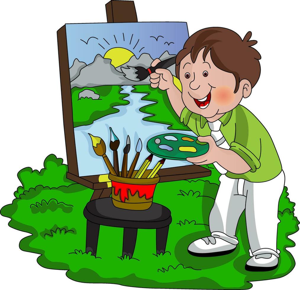 Vector of artist painting.