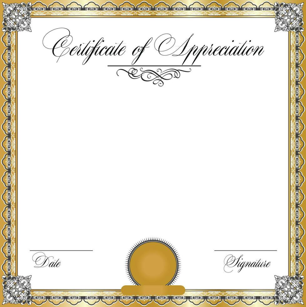 Vintage certificate of appreciation with ornate elegant retro abstract floral design vector