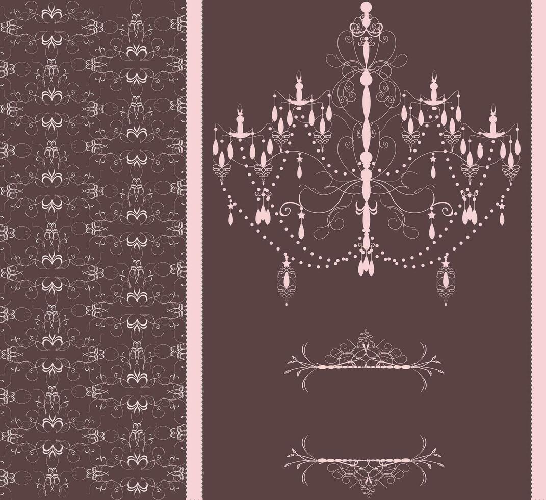 Vintage invitation card with ornate design and chandelier vector