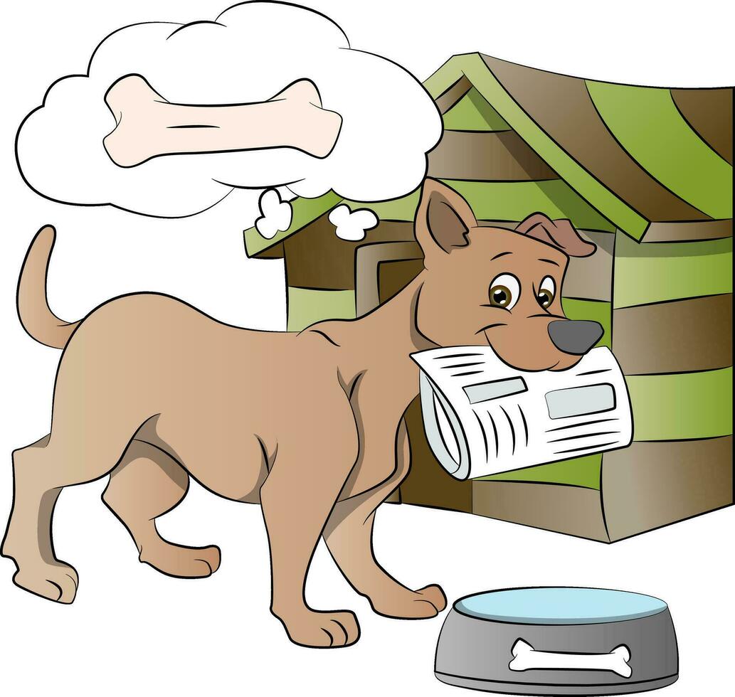 Dog Holding a Newspaper, illustration vector
