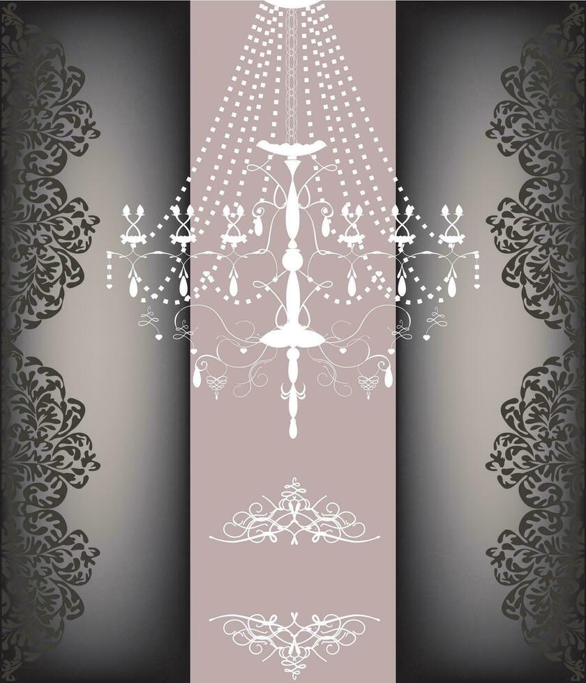 Romantic vintage card design with chandelier vector