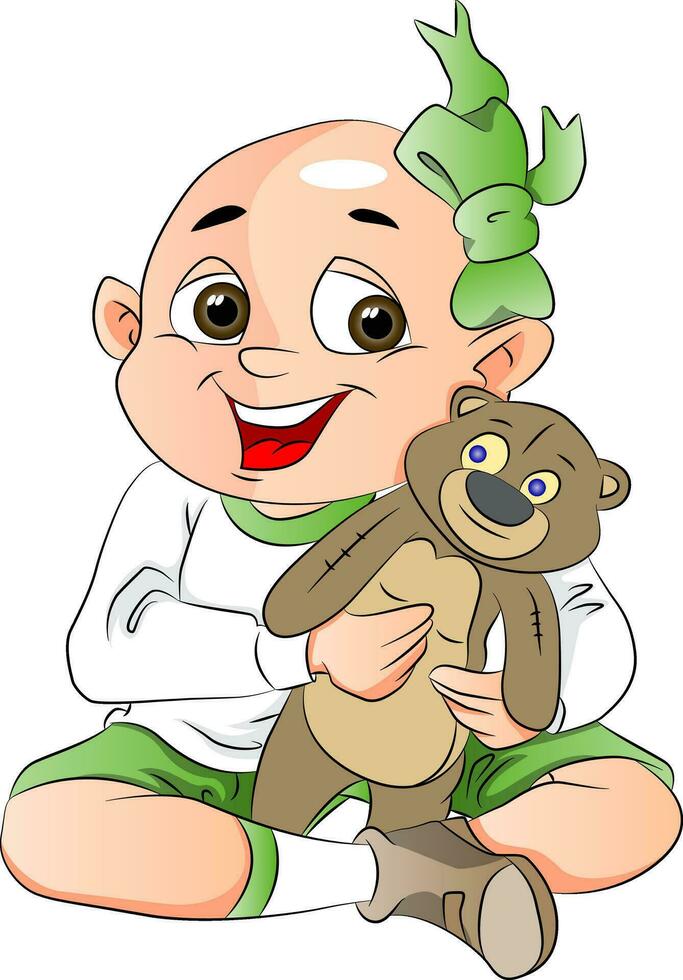 Boy with a Teddy Bear, illustration vector