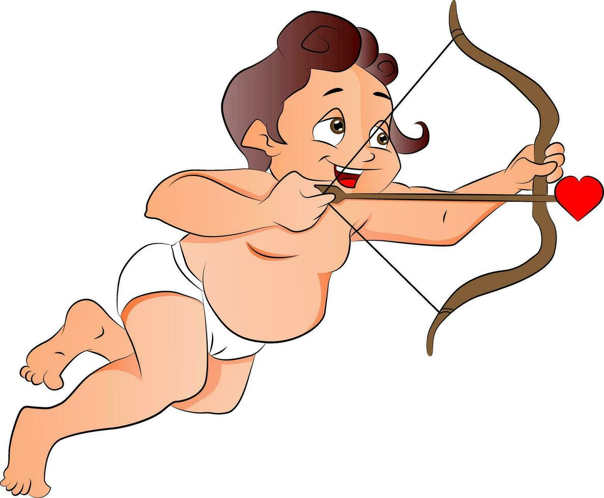 Cupid Shooting a Love Arrow, illustration vector