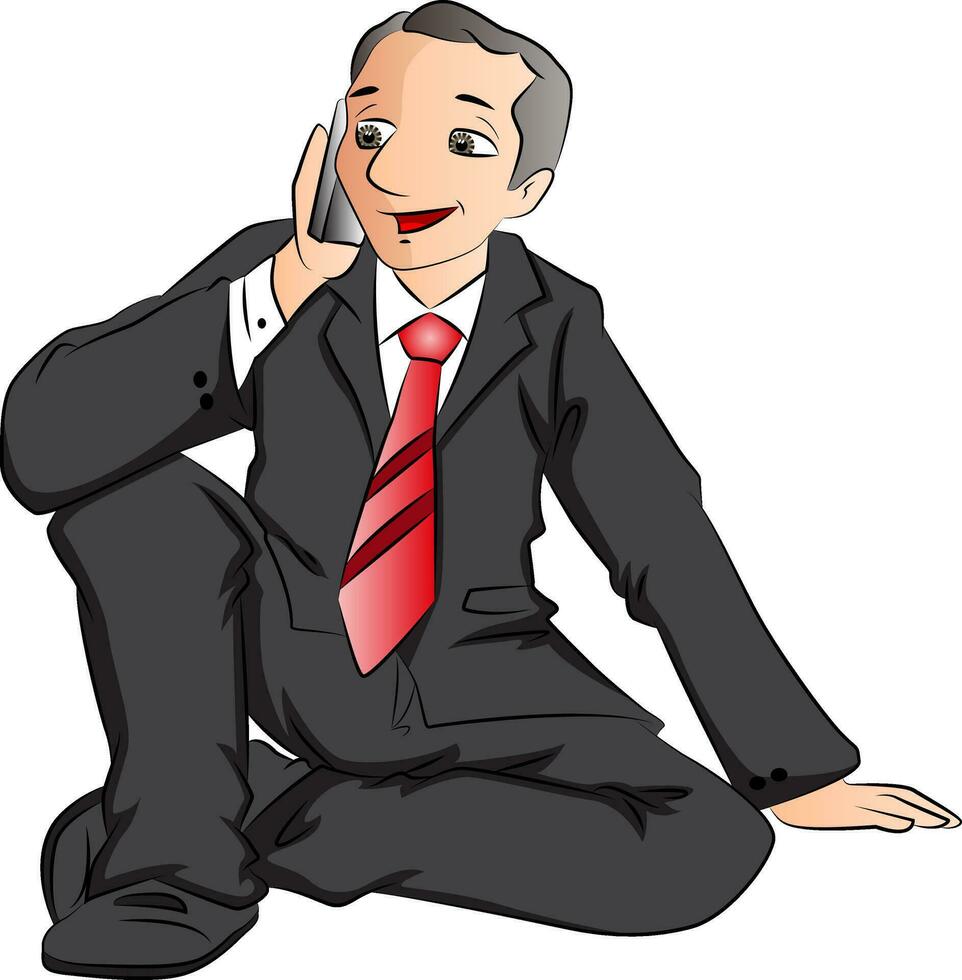 Vector of businessman talking on phone.