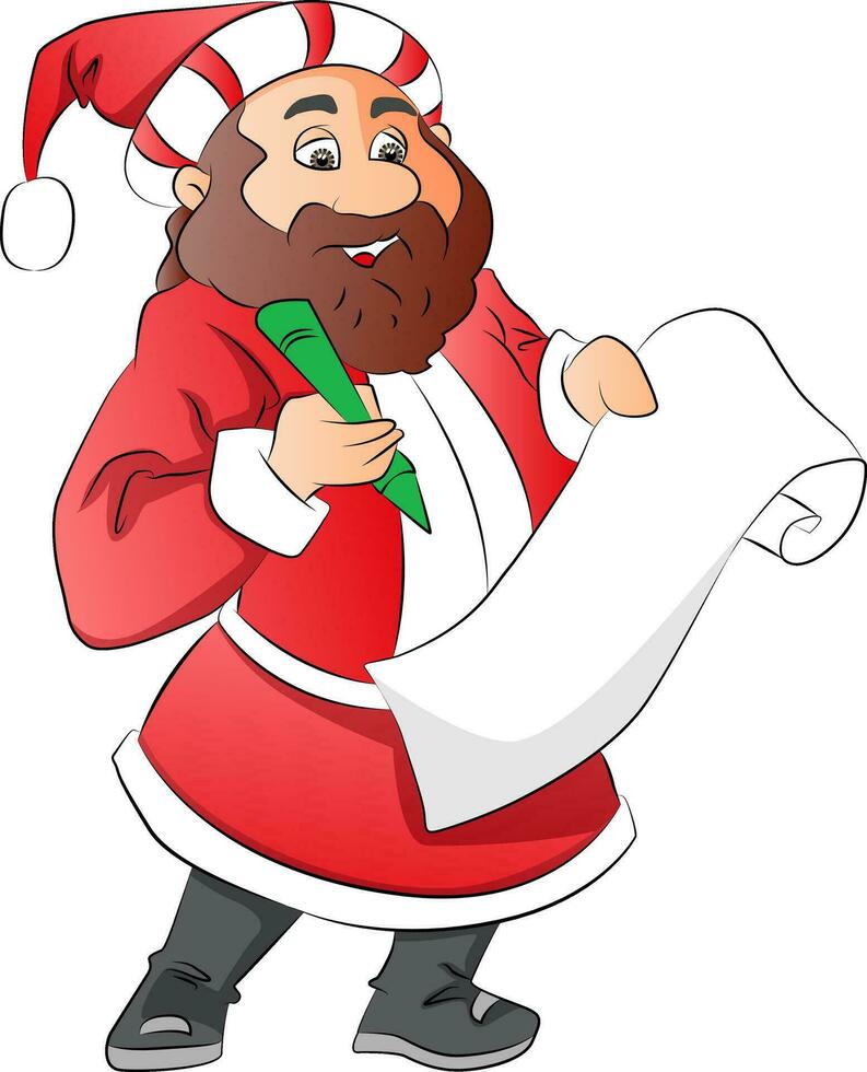 Vector of santa claus with wish list.