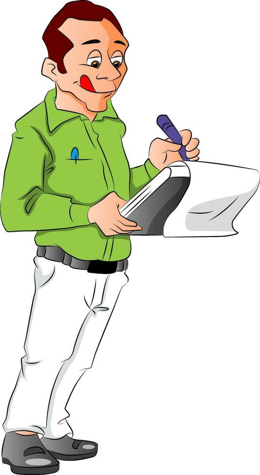 Vector of man writing notes.
