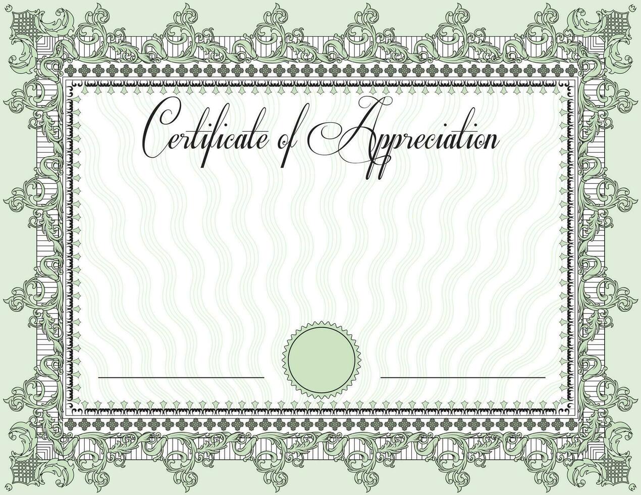 Vintage certificate of appreciation with ornate elegant retro abstract floral design vector