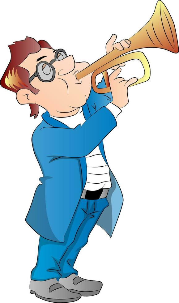 Vector of a man blowing trumpet.