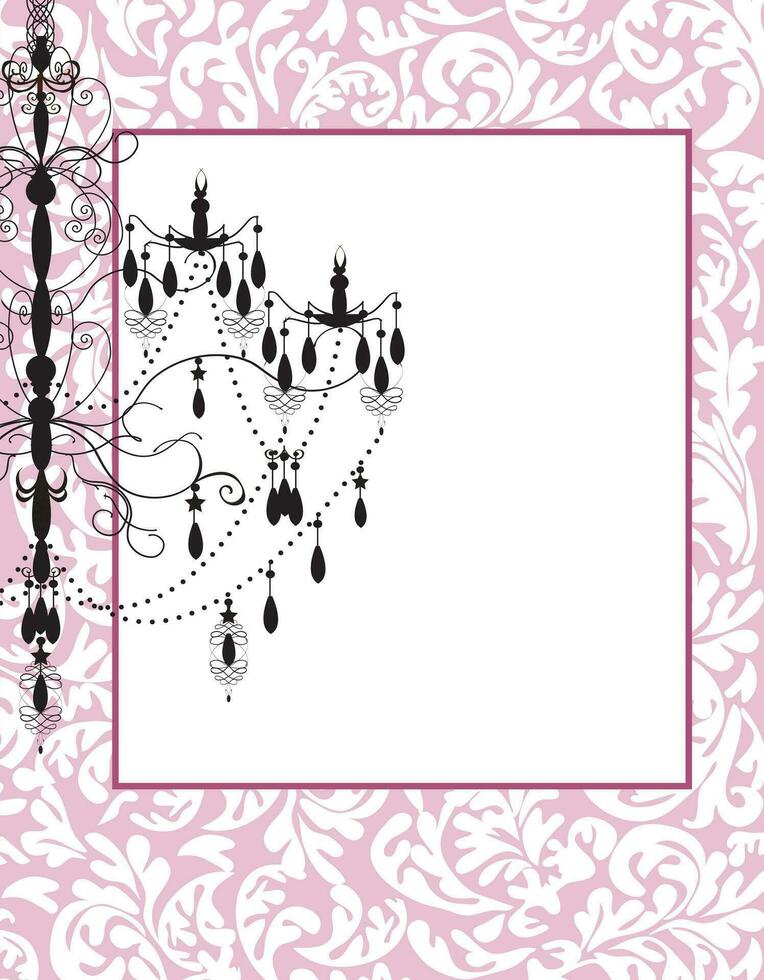 Pink floral background with luxury chandelier vector