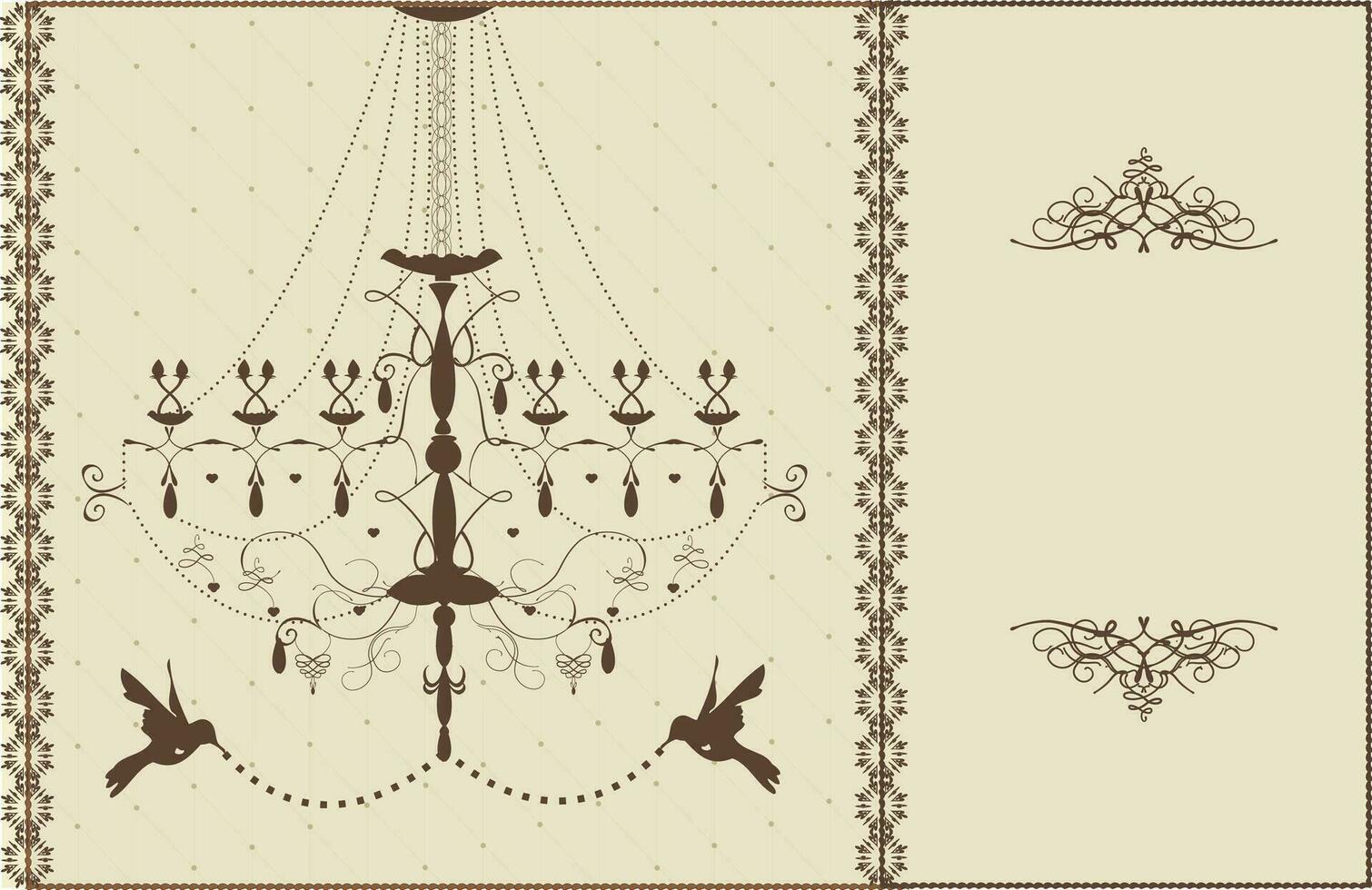 Vintage wedding card with chandelier and birds vector