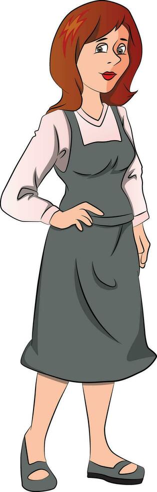 Vector of young woman with hand on hip.